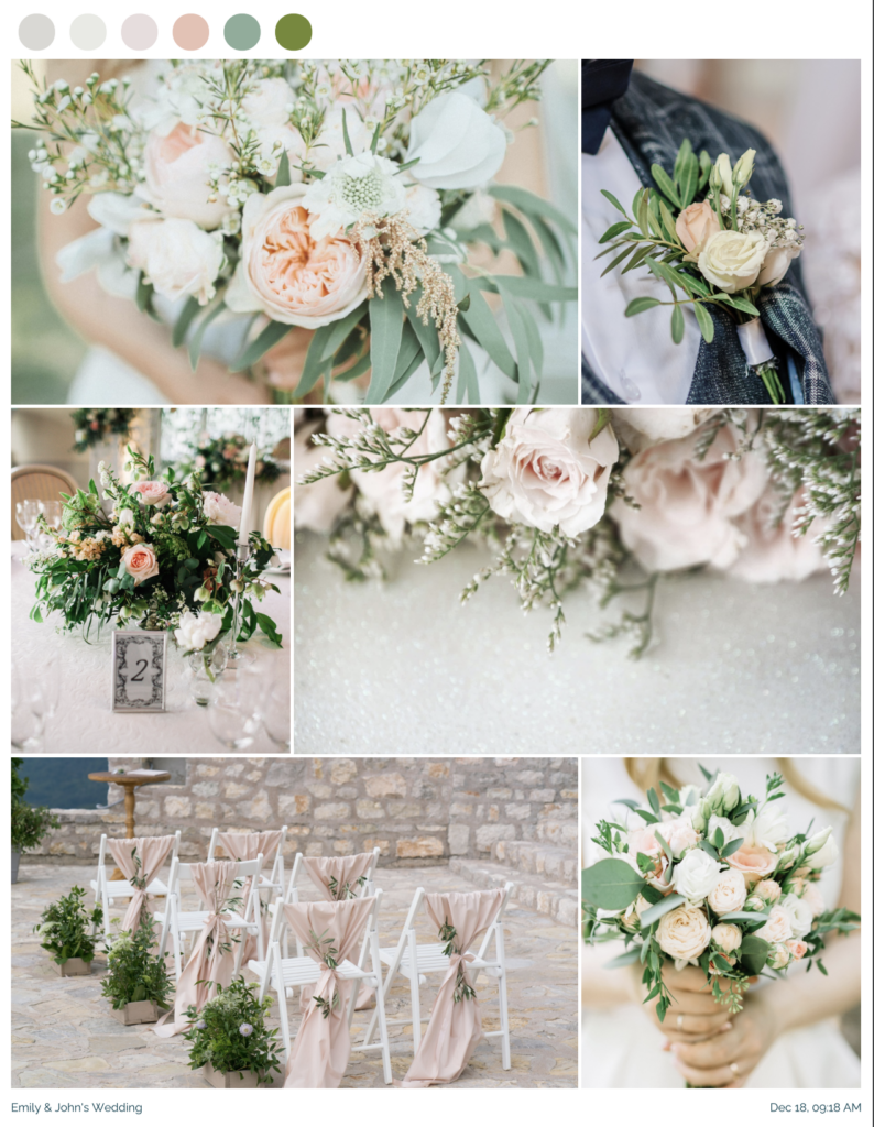 Blush Floral Mood Board Wedding Proposal